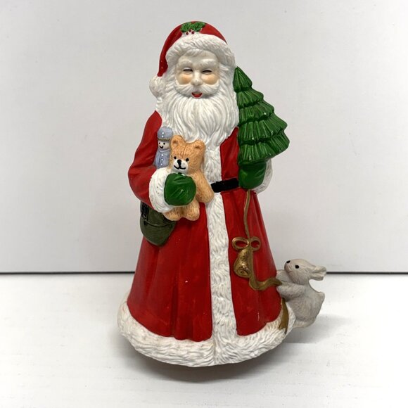 None Other - Vtg Christmas Porcelain Santa Wind-Up Plays "Here Comes Santa Clause"